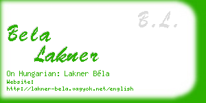bela lakner business card